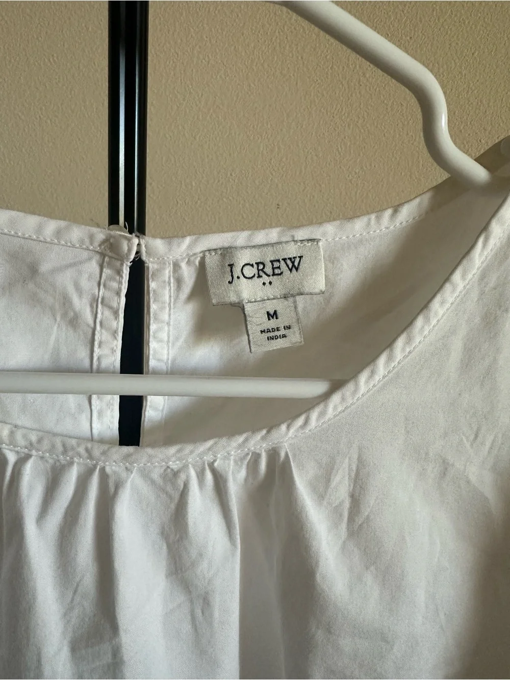 J. Crew White Short Puff-Sleeve Cotton Poplin Blouse